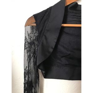 Vintage Black Lace & Satin Shrug